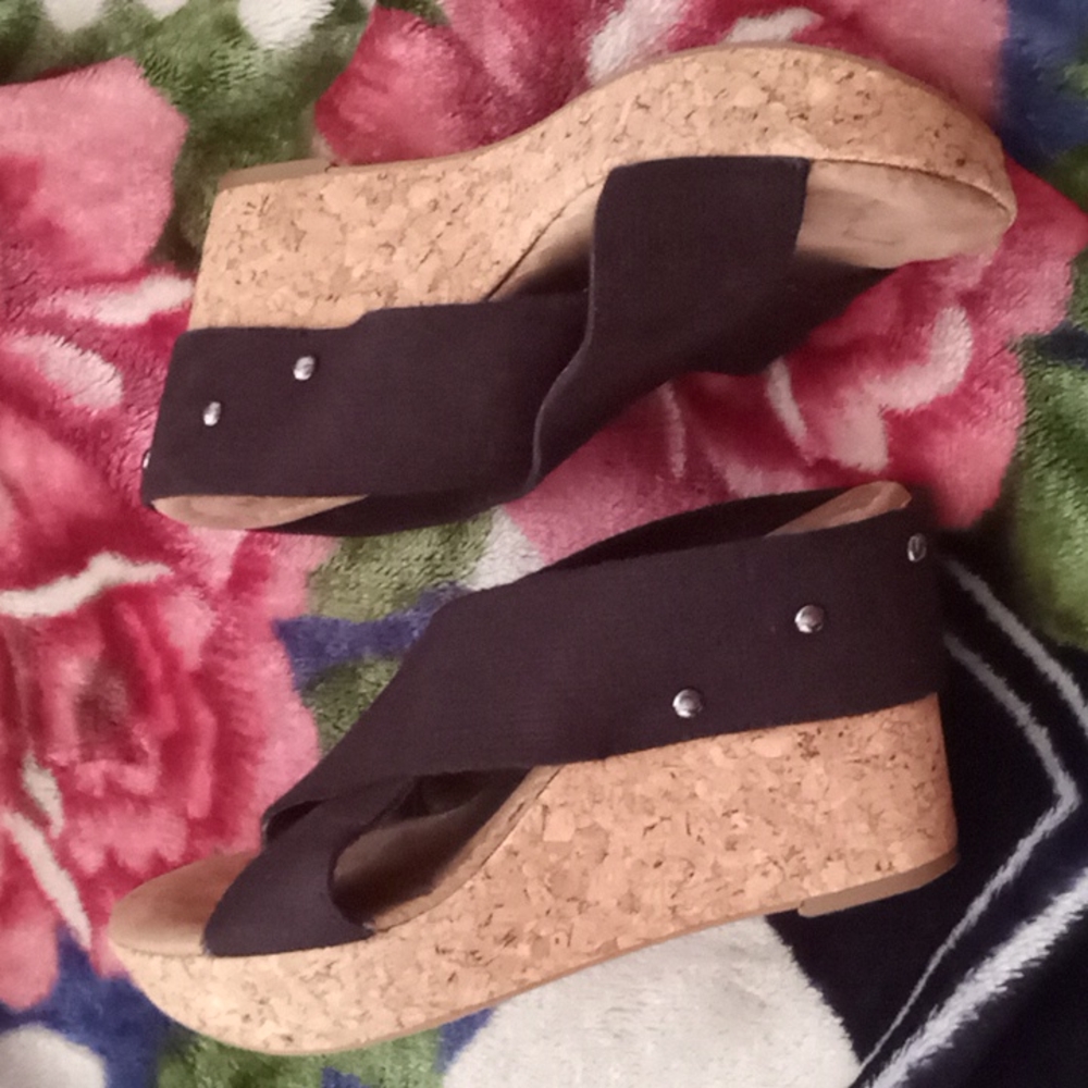 Black Stretch Cork Wedges